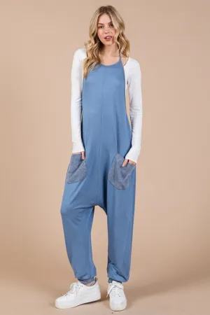 Front Pocket Sleeveless Jumpsuit
