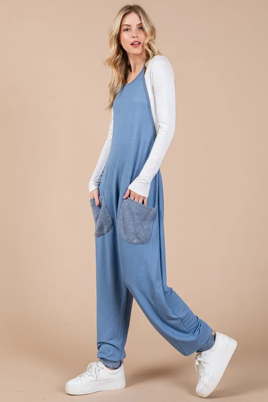 Front Pocket Sleeveless Jumpsuit