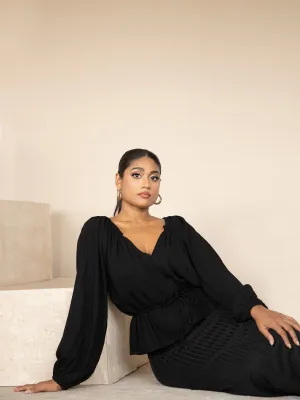 Front Tie Up Long Sleeve Top