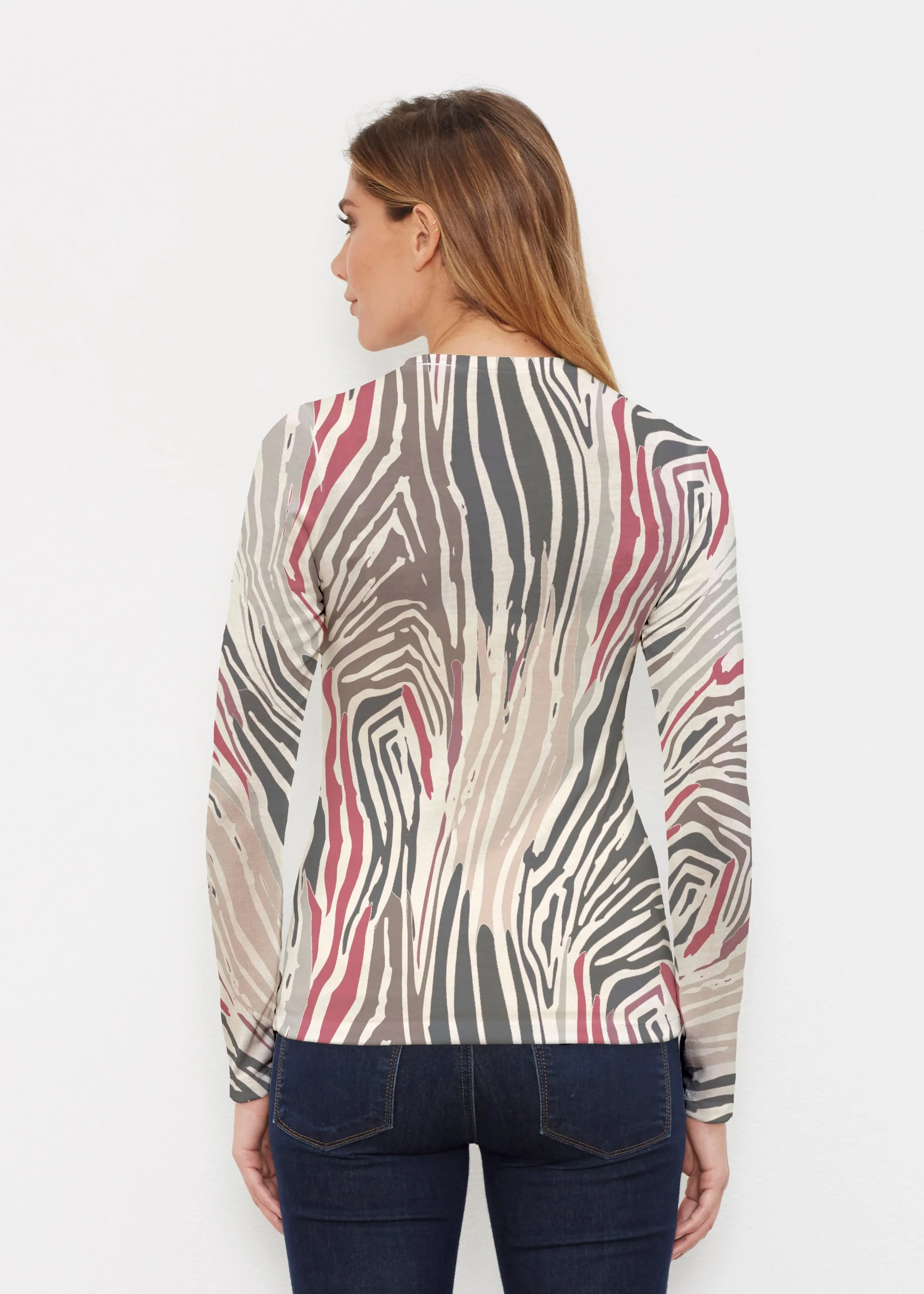 Fruity Stripes Neutral (14305) ~ Butterknit Long Sleeve Crew Top