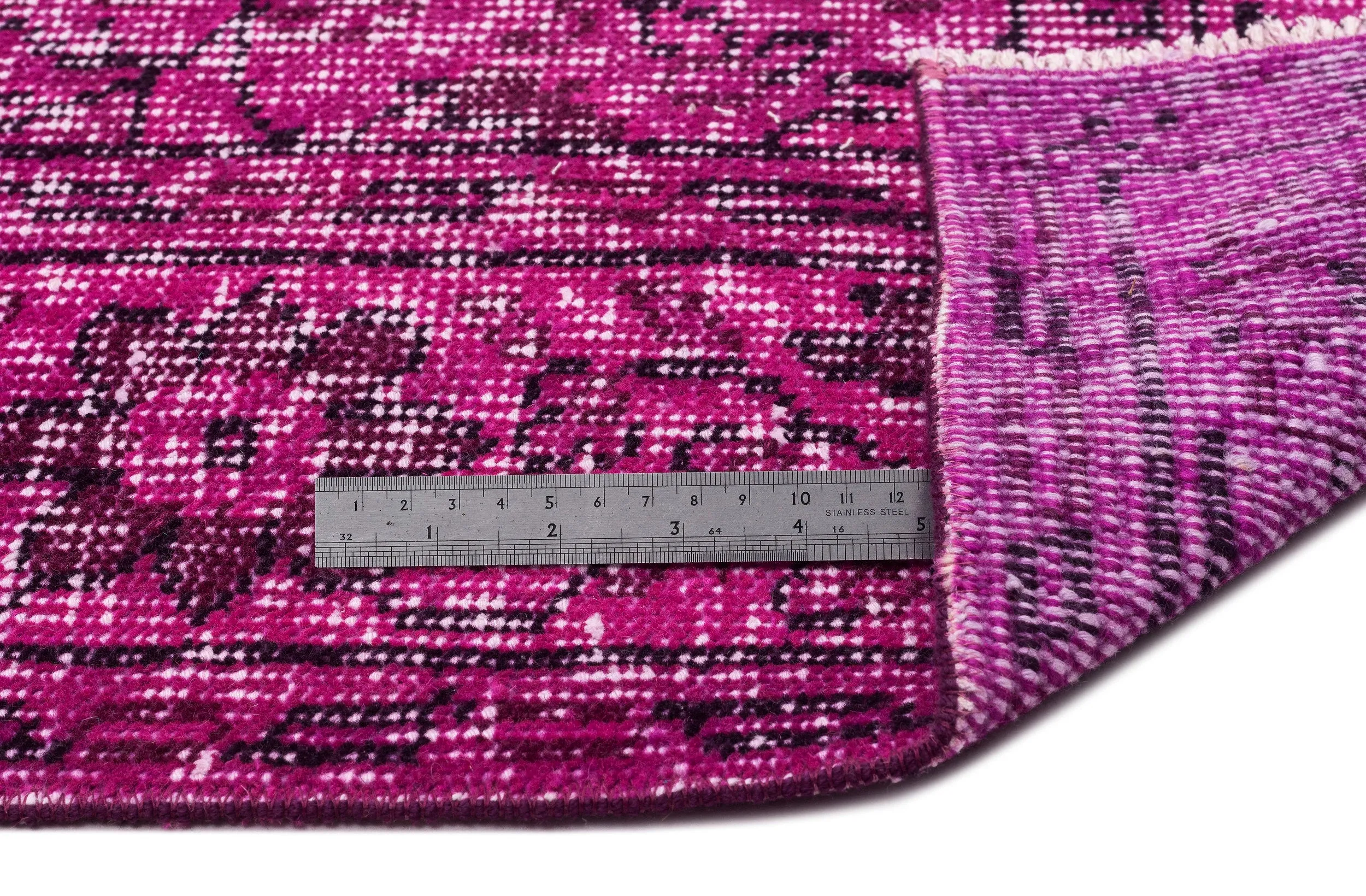 Fuchsia Over Dyed Rug I Traditional Design Rug | Bleached Rug | Office Rug | Turkish Rug | Vintage Rug | Hand Weaving Rug I Wool Rug I  5'11'' x 10'10'' ft 181 x 329 cm