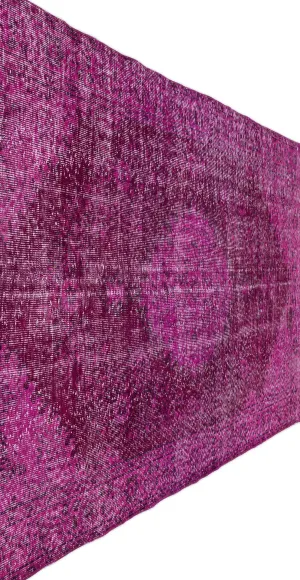 Fuchsia Over Dyed Rug I Traditional Design Rug | Bleached Rug | Office Rug | Turkish Rug | Vintage Rug | Hand Weaving Rug I Wool Rug I  5'11'' x 10'10'' ft 181 x 329 cm