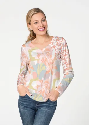 Garden Collage (8049) ~ French Terry V-neck Top