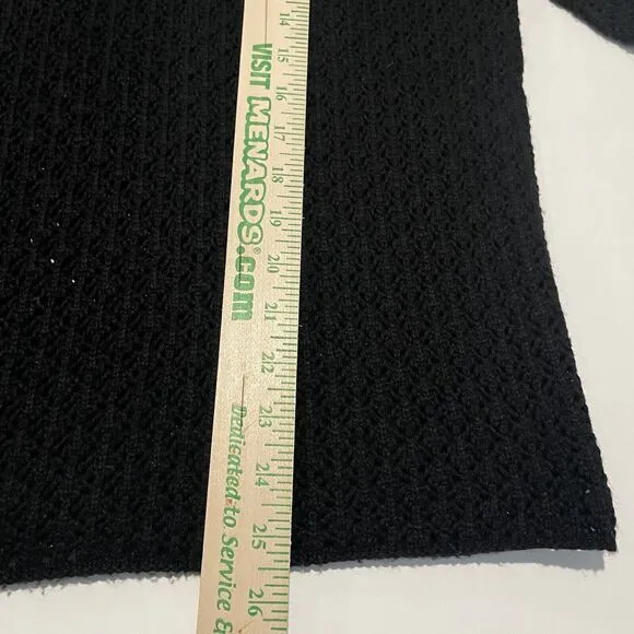 Garnet Hill Silk Cashmere Crochet Sweater Size Small Mock Neck Black Preppy