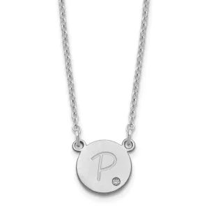 Genuine Diamond Circle Disc with Initial Pendant Necklace