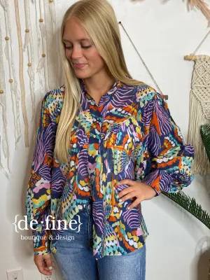 Gimme Gimme Gimme Floral Button Up in Navy or Green