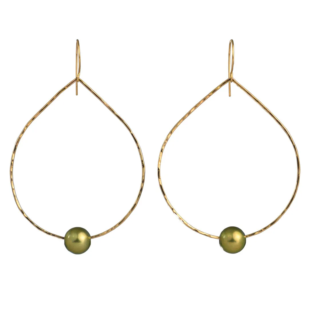 Gold Filled Teardrop Tahitian Pearl Earrings