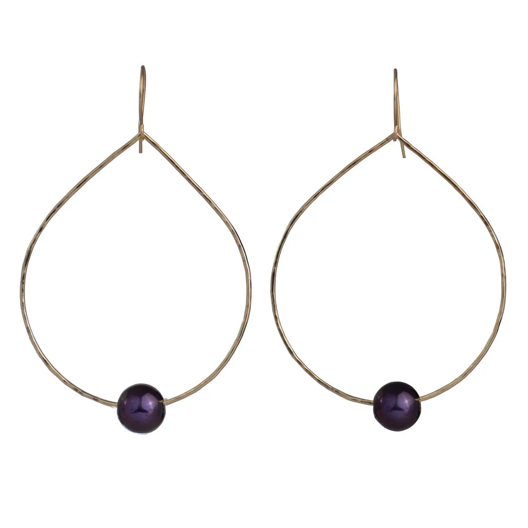 Gold Filled Teardrop Tahitian Pearl Earrings