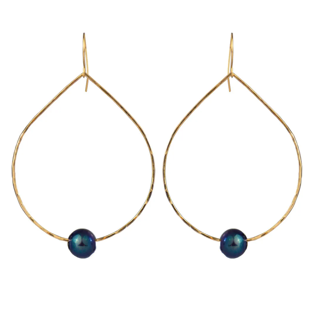 Gold Filled Teardrop Tahitian Pearl Earrings