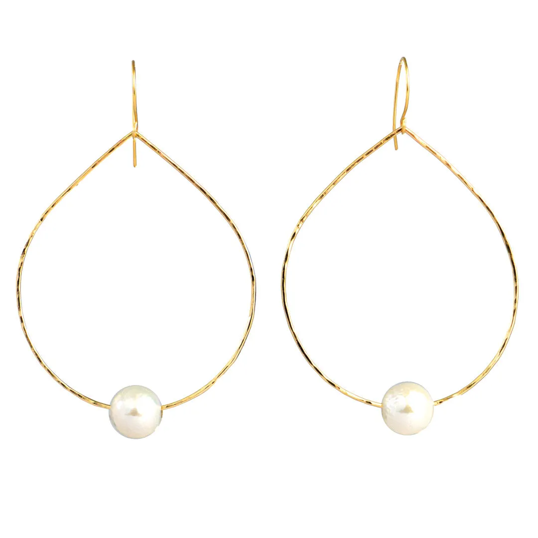 Gold Filled Teardrop Tahitian Pearl Earrings