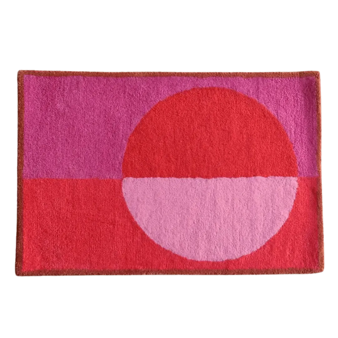 Golden Trim Minimalist Geometric Hand Tufted Rug - Pink