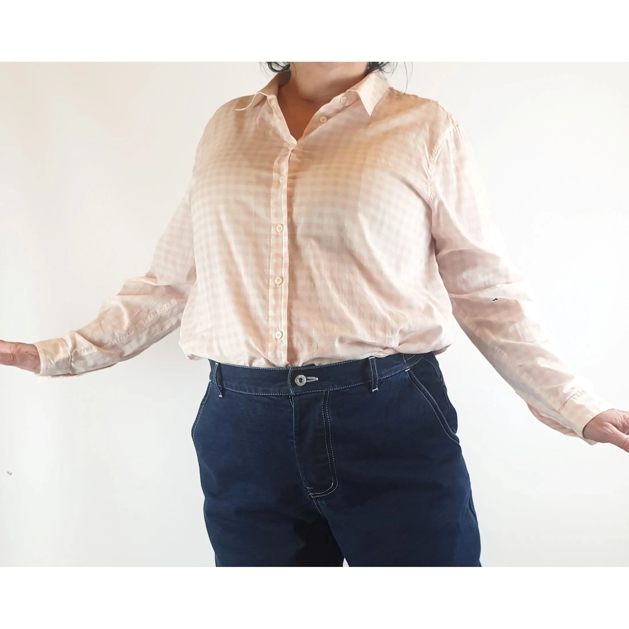 Gorman pink and white gingham long sleeve shirt size 16