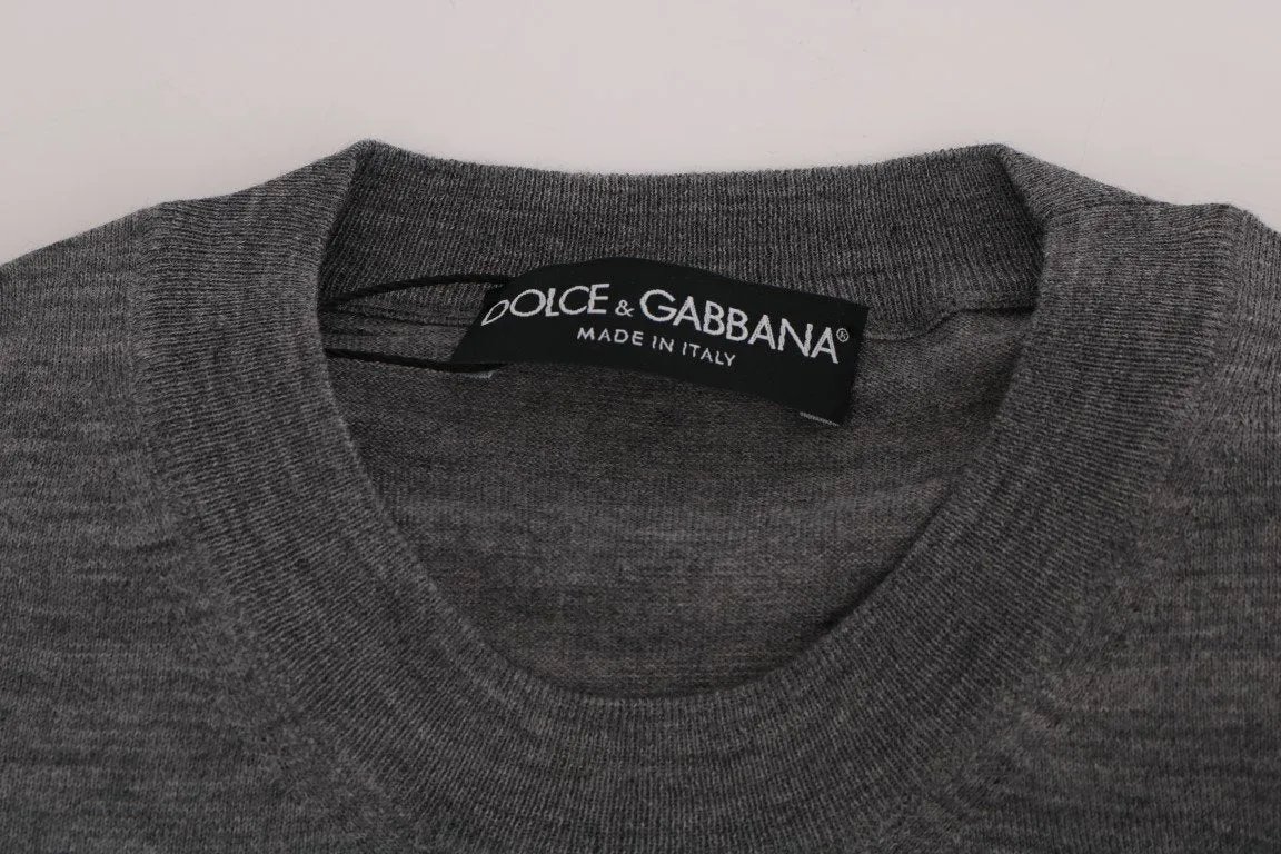 Gray Wool Crewneck Pullover Sweater