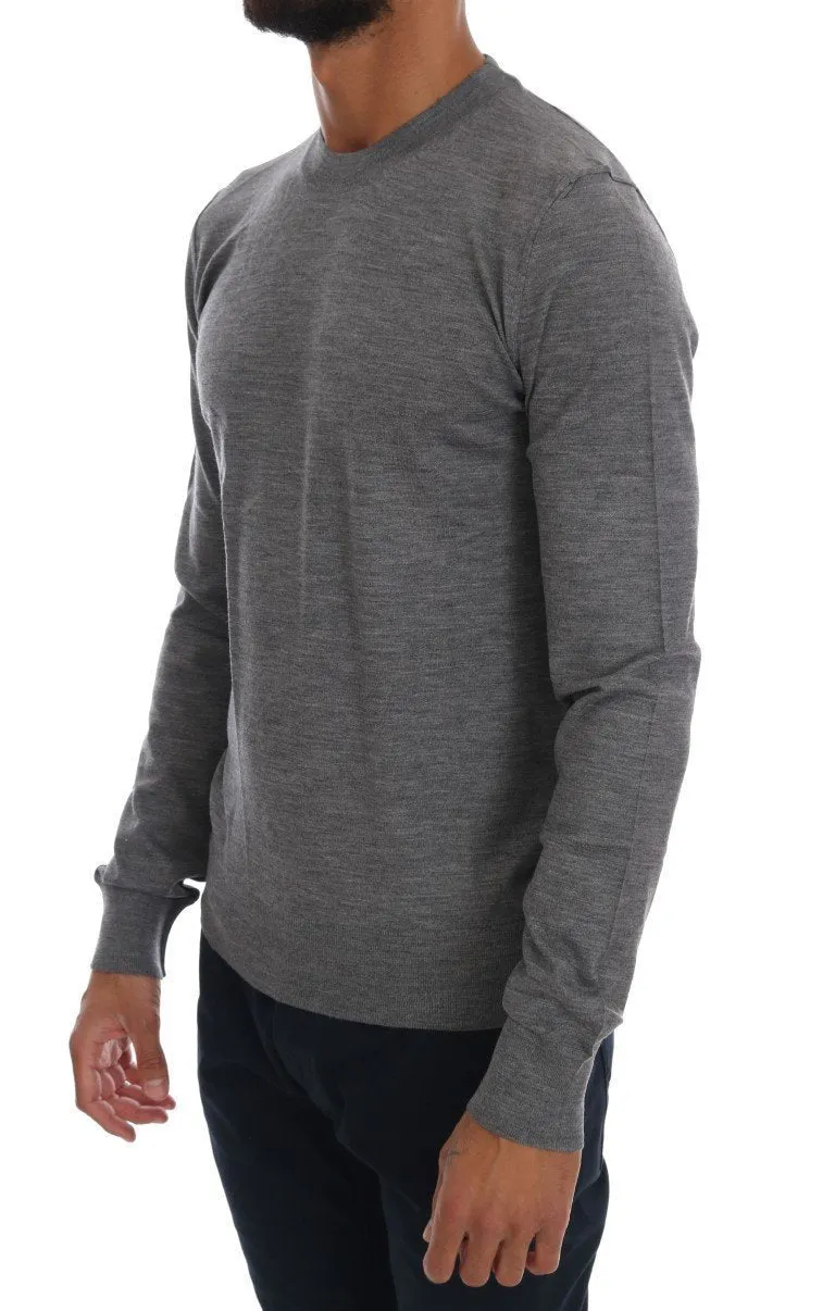 Gray Wool Crewneck Pullover Sweater