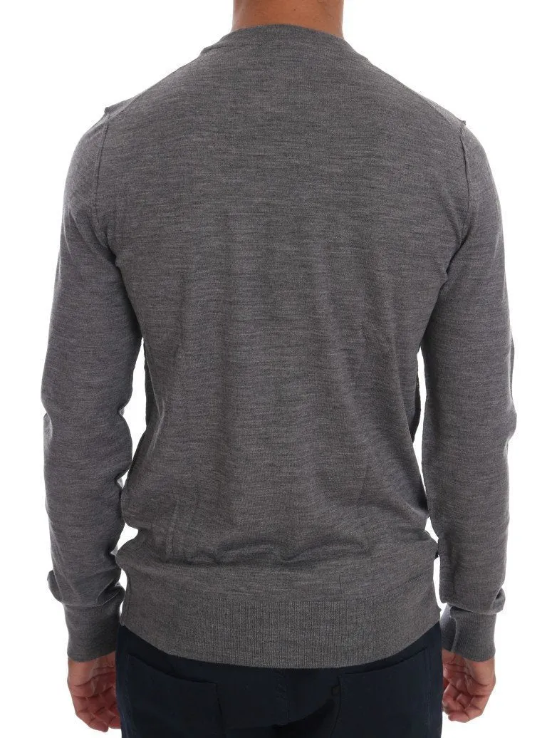 Gray Wool Crewneck Pullover Sweater