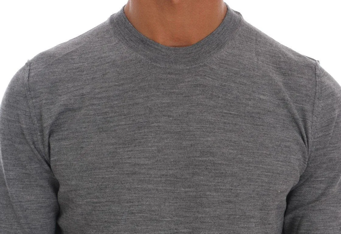 Gray Wool Crewneck Pullover Sweater