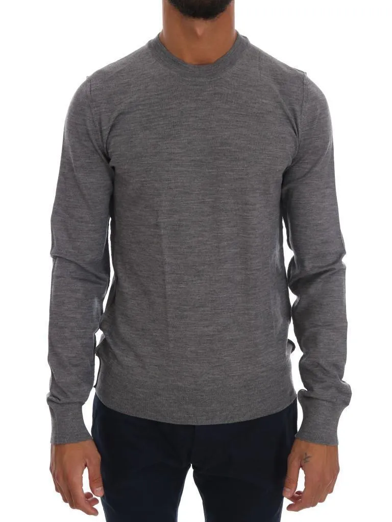 Gray Wool Crewneck Pullover Sweater