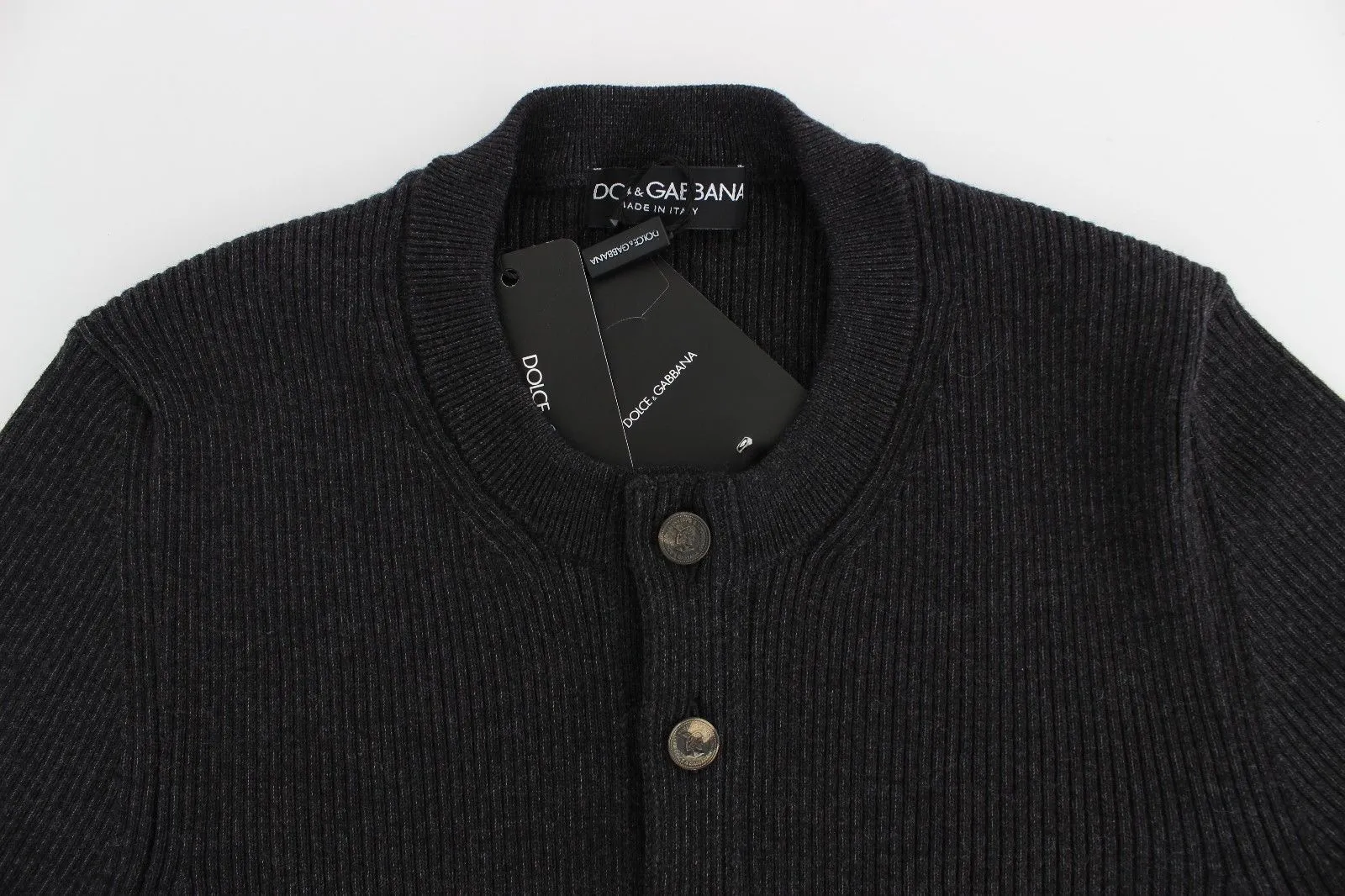 Gray Wool Henley Button Sweater Pullover Top