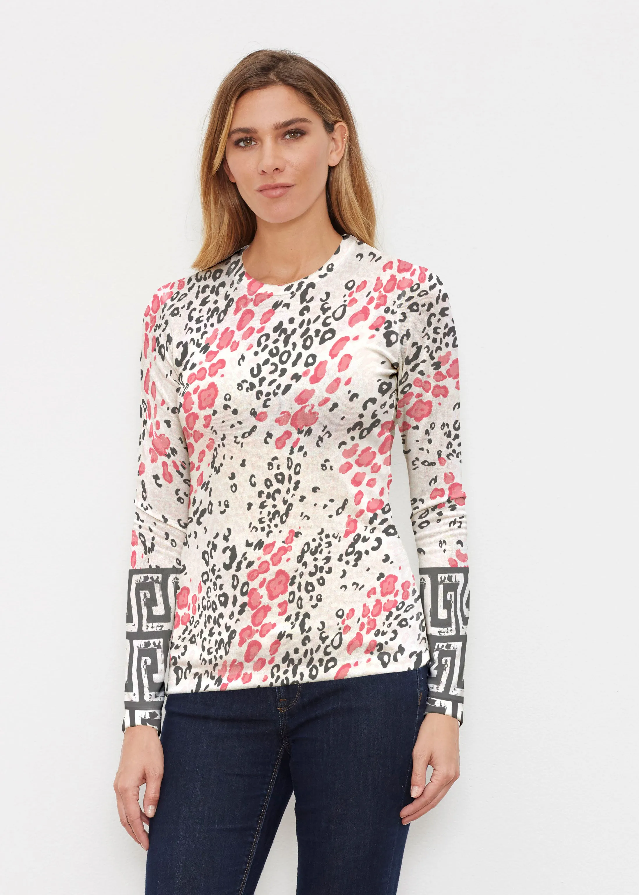 Greek Cat Pink (7903) ~ Butterknit Long Sleeve Crew Top
