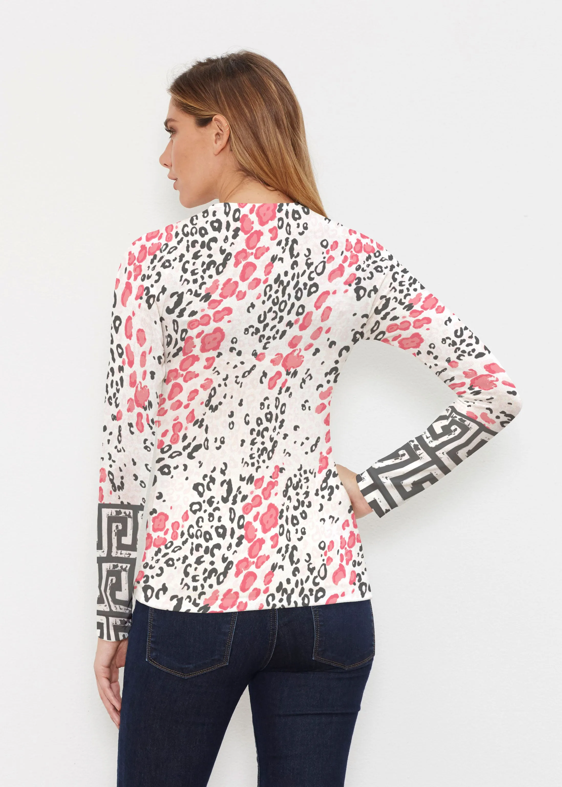 Greek Cat Pink (7903) ~ Butterknit Long Sleeve V-Neck Top