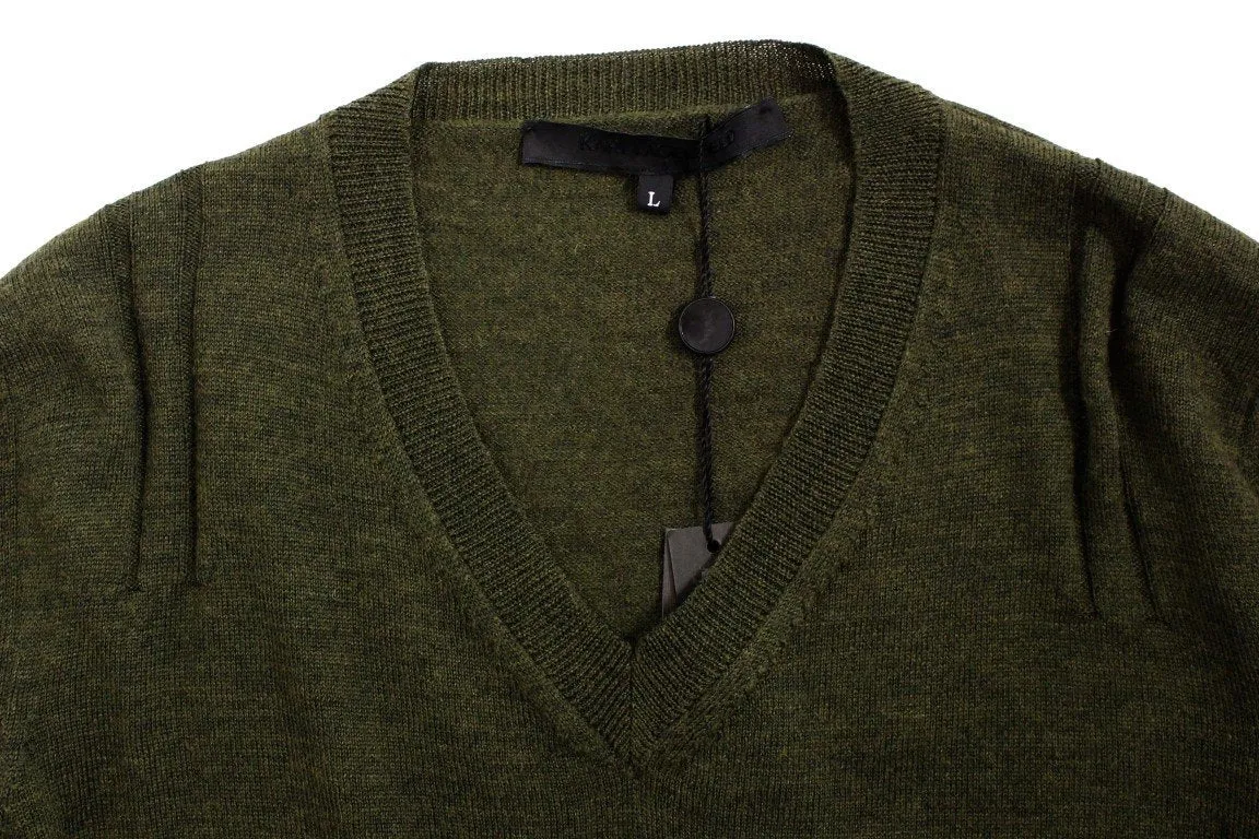 Green v-neck pullover sweater