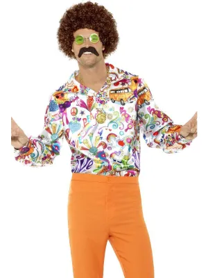 Groovy 60s 70s Super Mens Disco Hippie Shirt