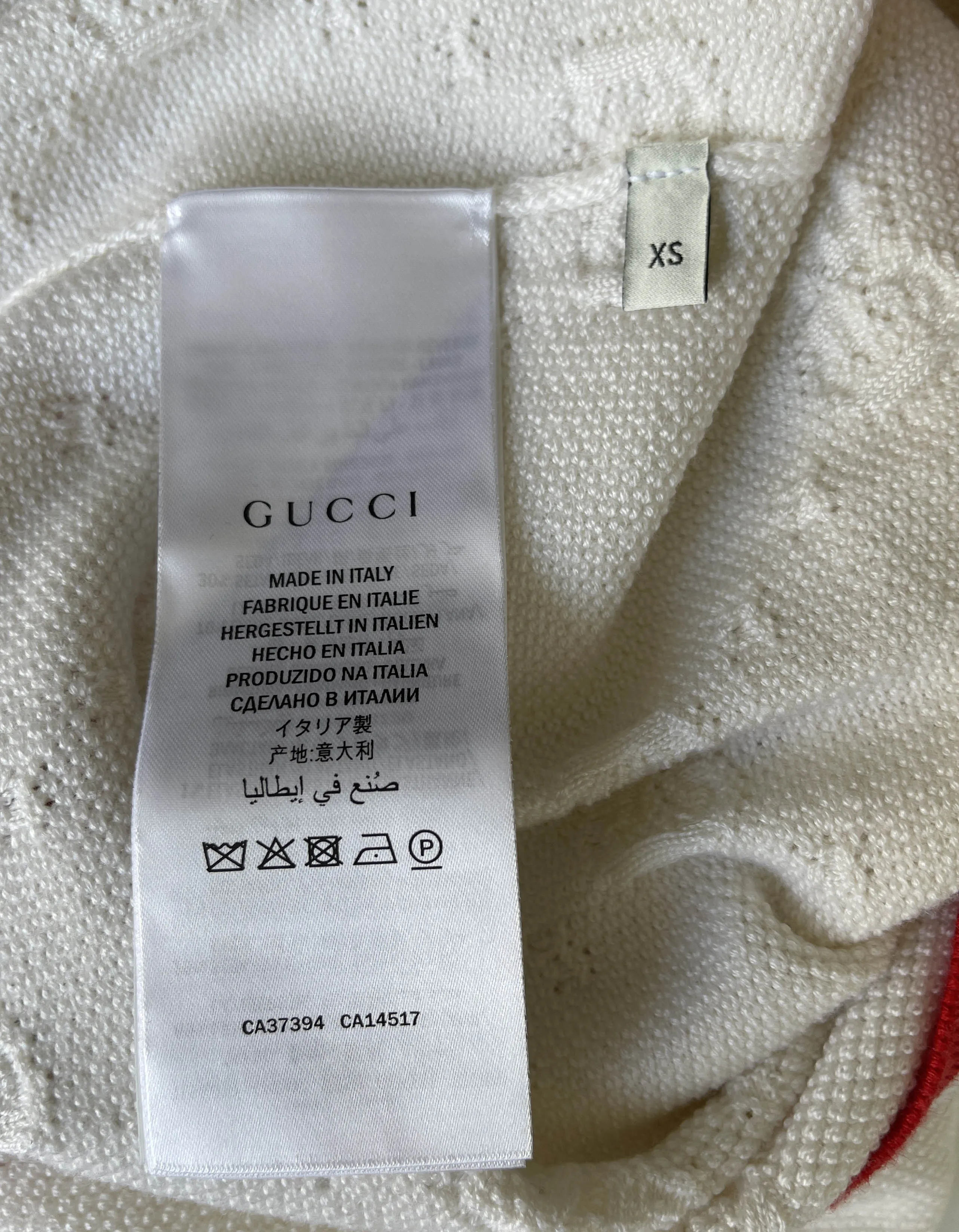 Gucci 2019 White GG Short-Sleeved Wool Blend Sylvie Sweater sz XS