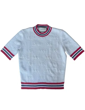 Gucci 2019 White GG Short-Sleeved Wool Blend Sylvie Sweater sz XS
