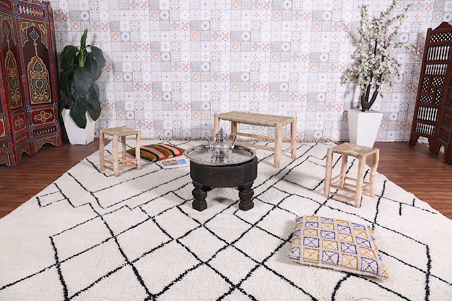 Hand Knotted Moroccan Rug - Wool Berber Area Rug - Custom Rug