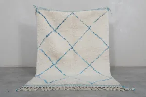 Handmade Azilal Rug – 3.6 x 5 ft | Blue Trellis Design