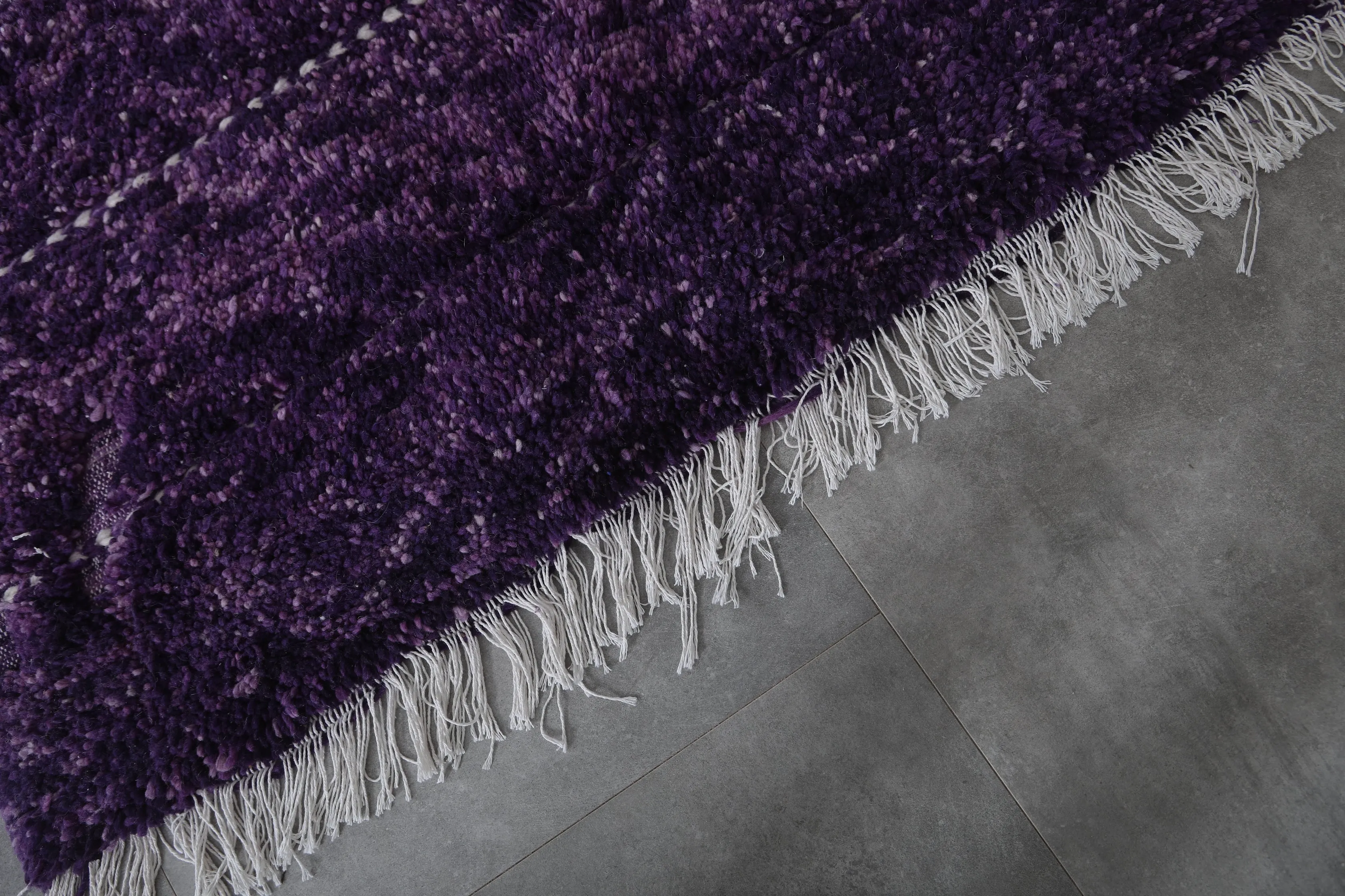 Handmade Beni Ourain Rug 4.5 FT X 7.3 FT - Purple Wool Rug