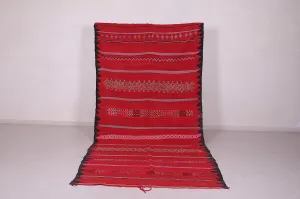 Handwoven Kilim 5.5 x 12 Feet – Vibrant Red Moroccan Wool Rug
