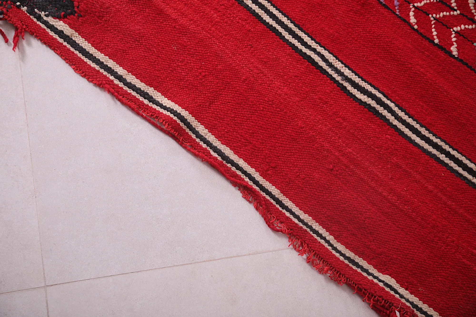 Handwoven Kilim 5.5 x 12 Feet – Vibrant Red Moroccan Wool Rug
