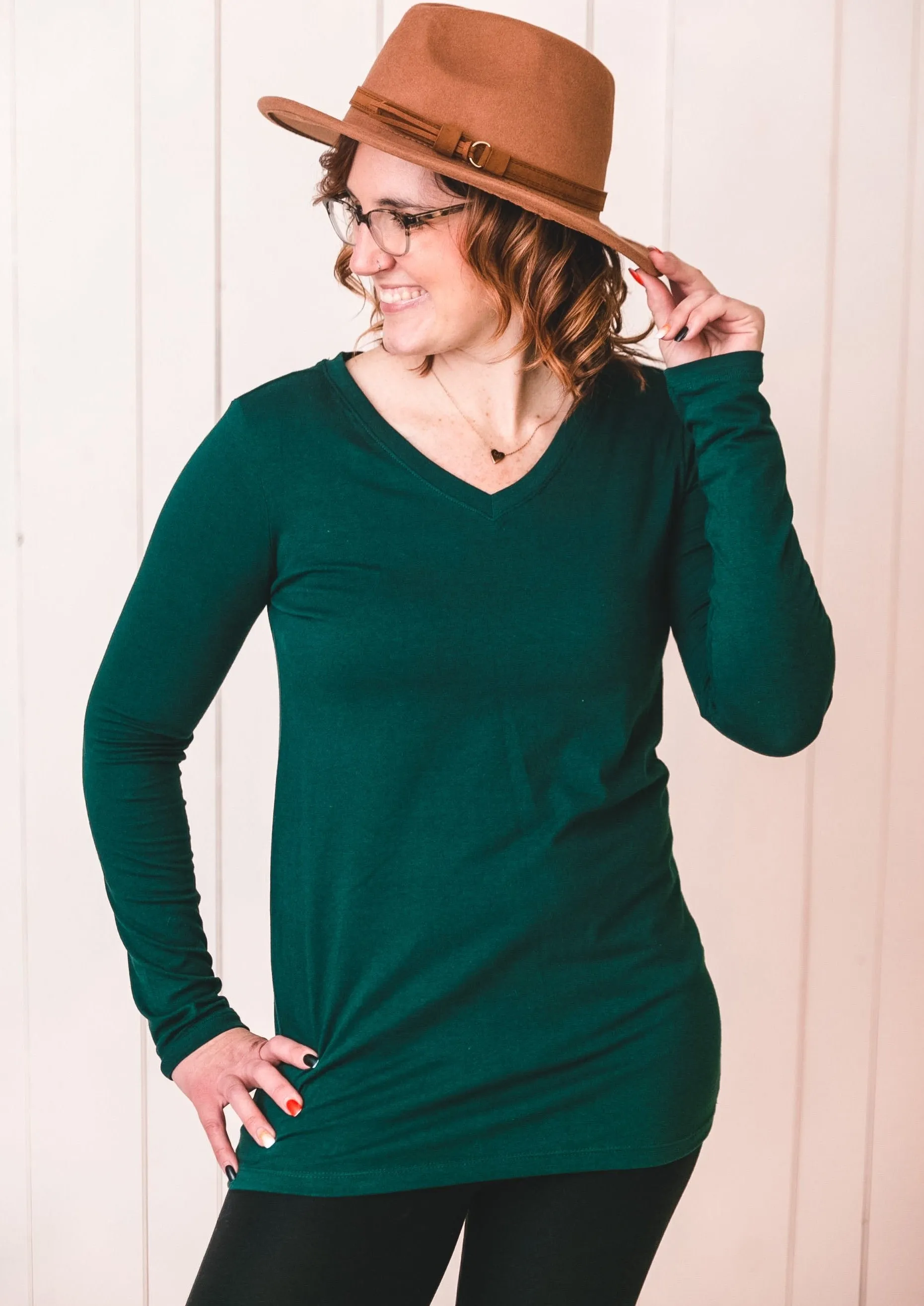 Helen Classic V Neck Long Sleeve Tee