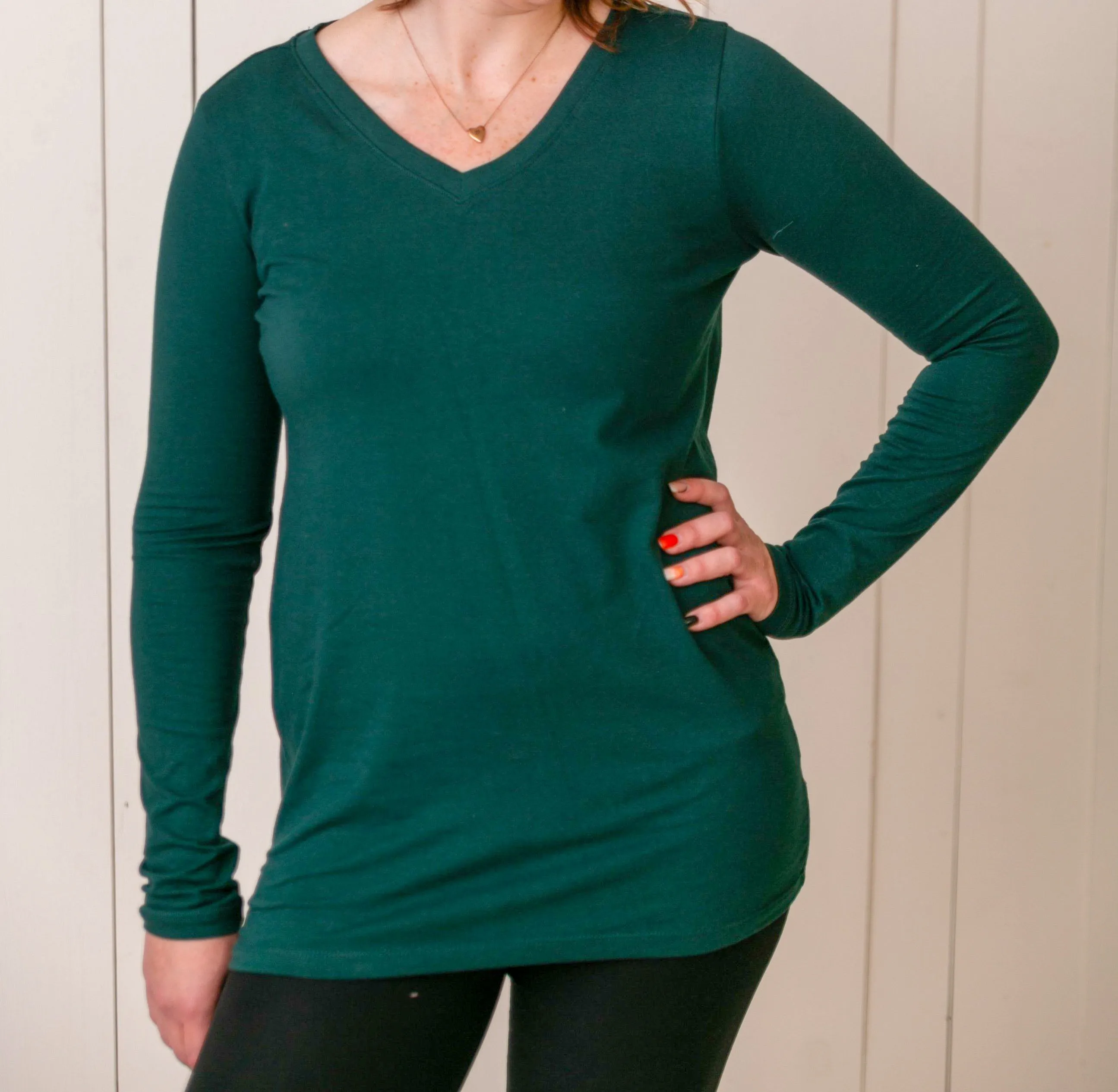 Helen Classic V Neck Long Sleeve Tee