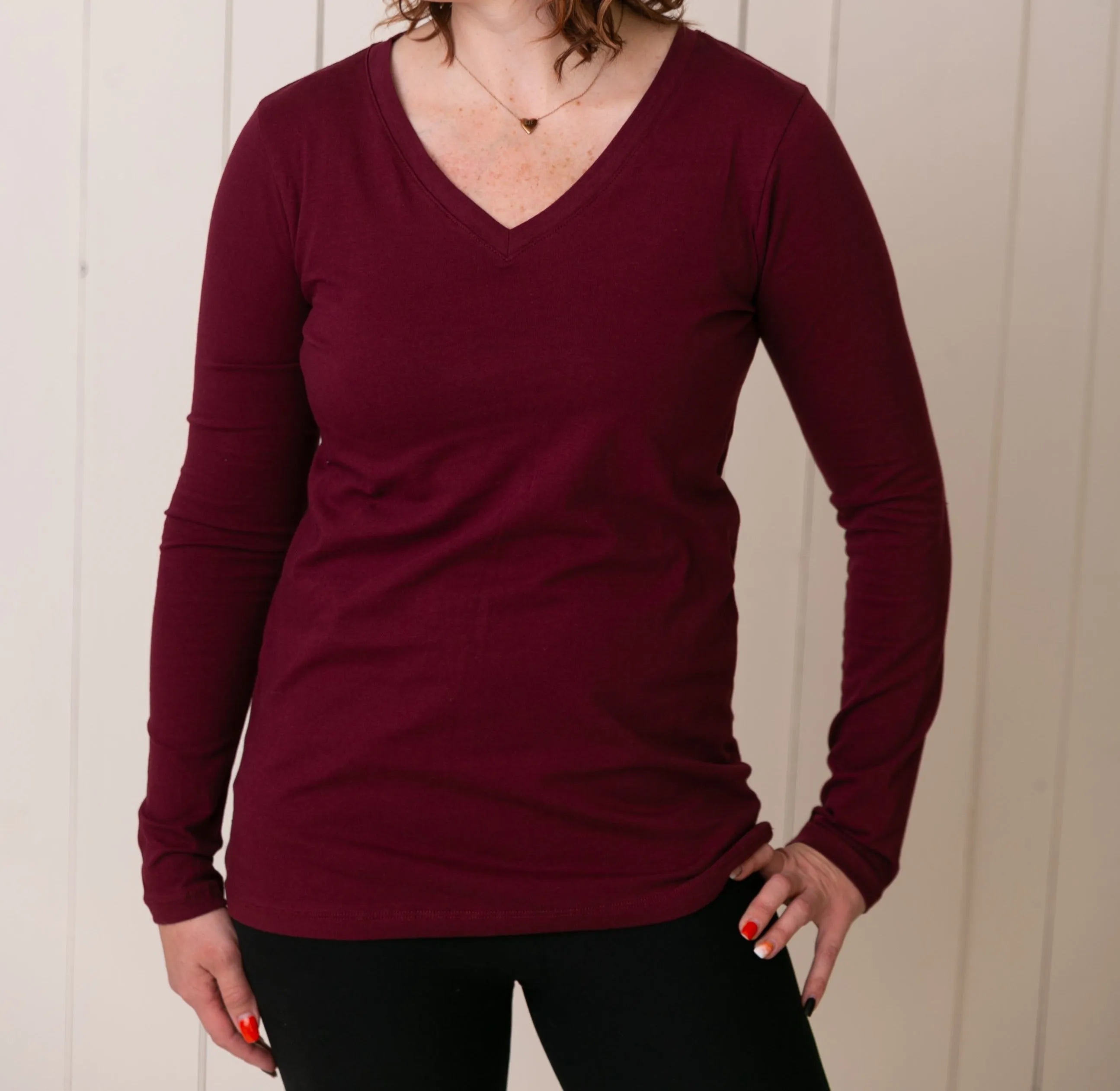 Helen Classic V Neck Long Sleeve Tee