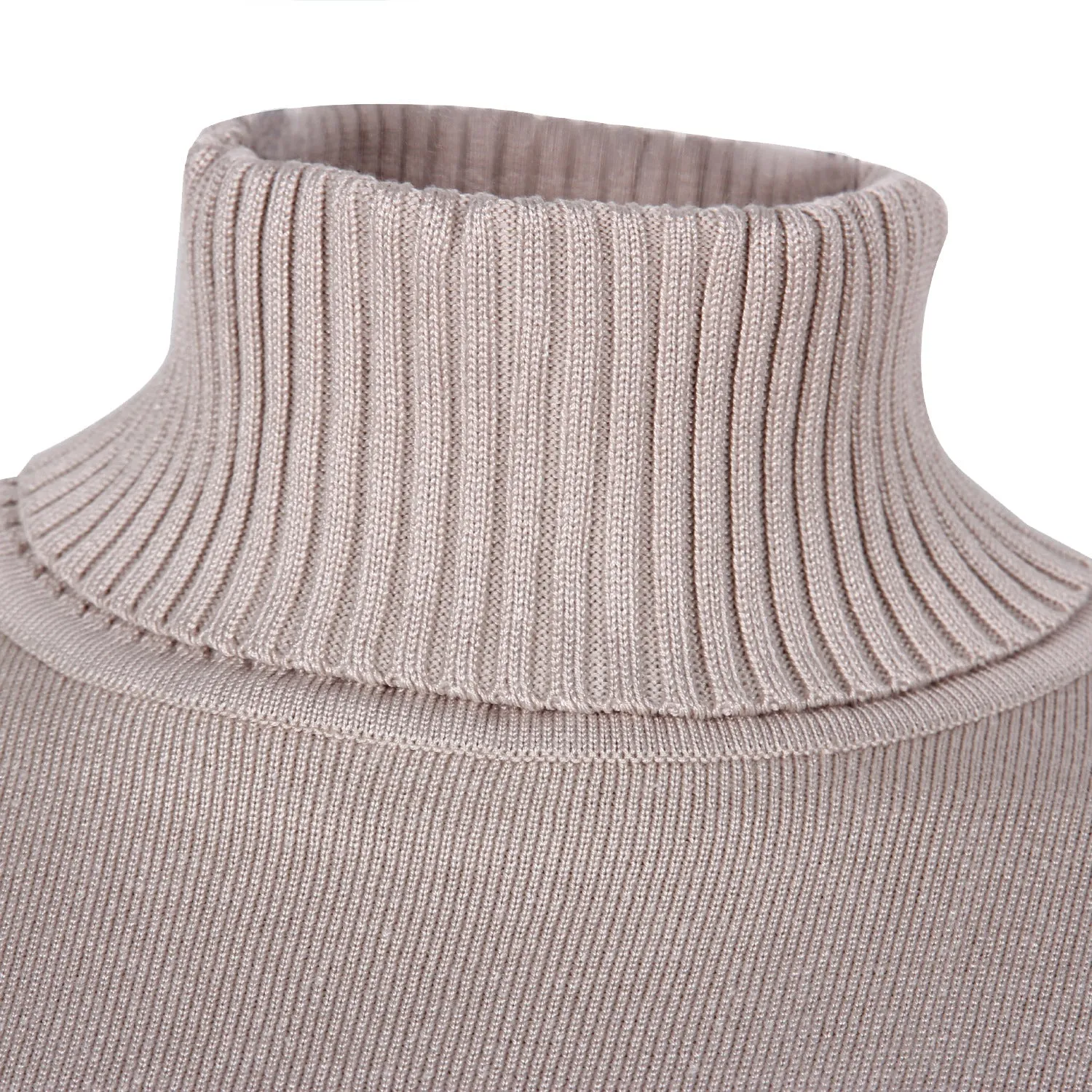 High-collared Ruffled Knit Pleated Sweater Mini Dresses