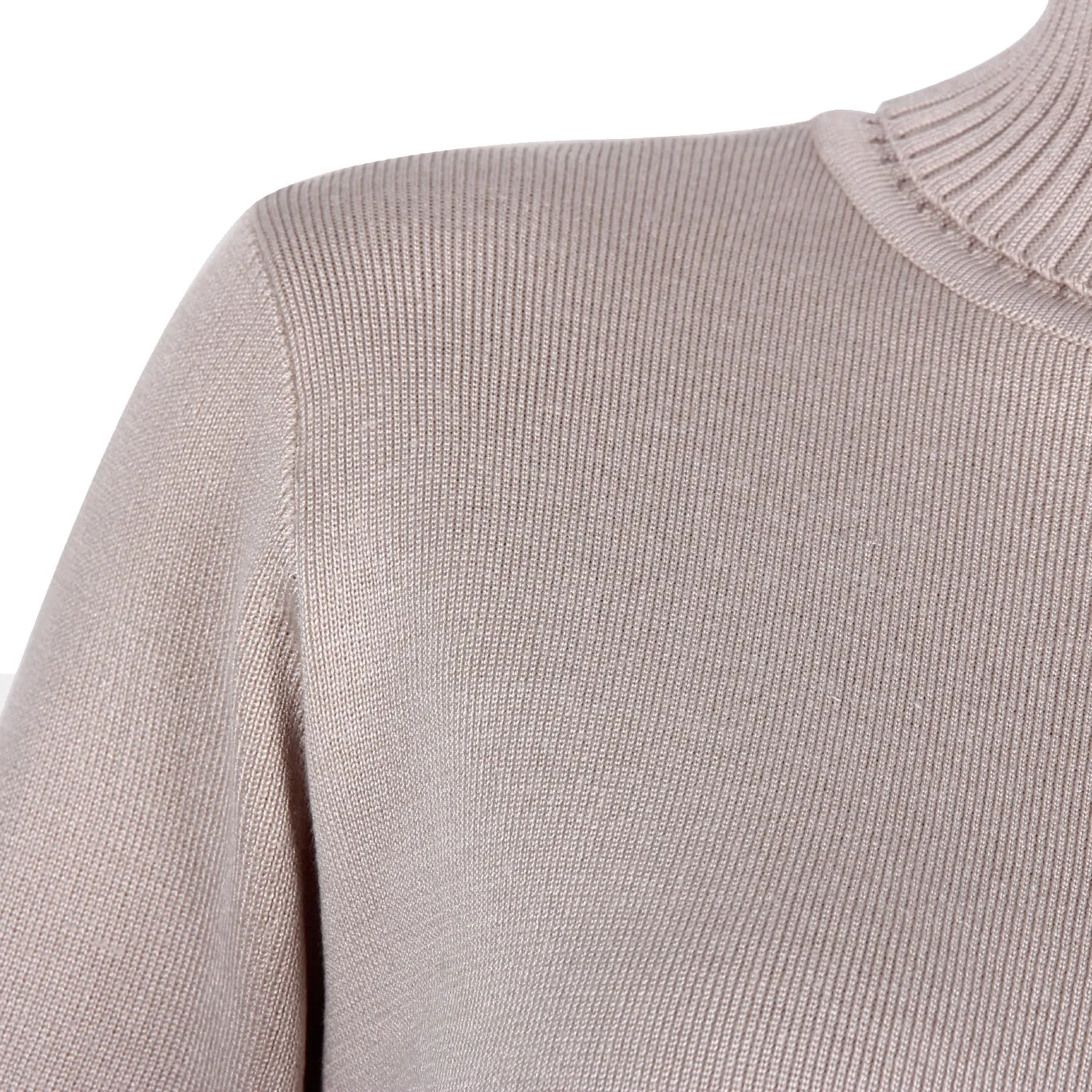 High-collared Ruffled Knit Pleated Sweater Mini Dresses