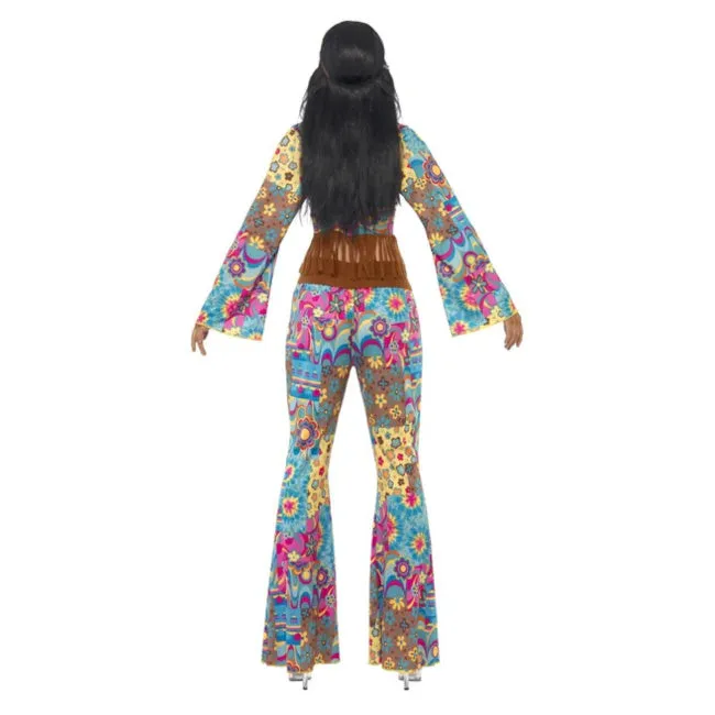Hippy Flower Power Adult Costume, Multi-Coloured