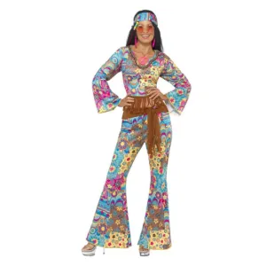 Hippy Flower Power Adult Costume, Multi-Coloured