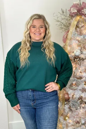 Hunter Green Cable Detail Sweater *Final Sale*