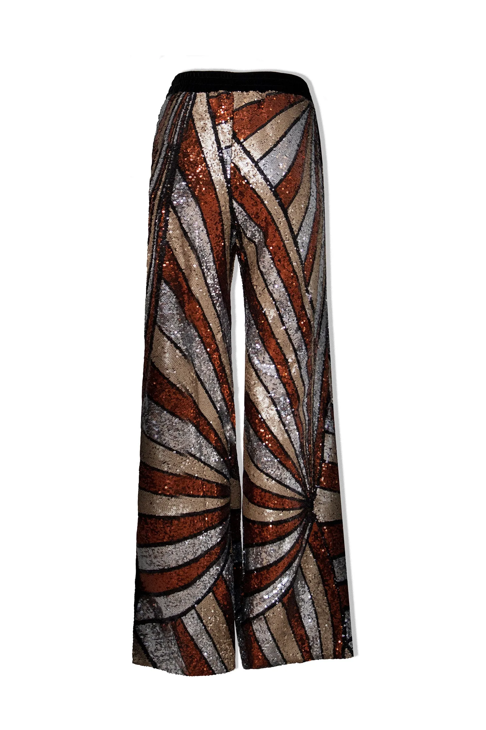 Ilona Rich Bronze Geometrical Sequin Wide Leg Trousers