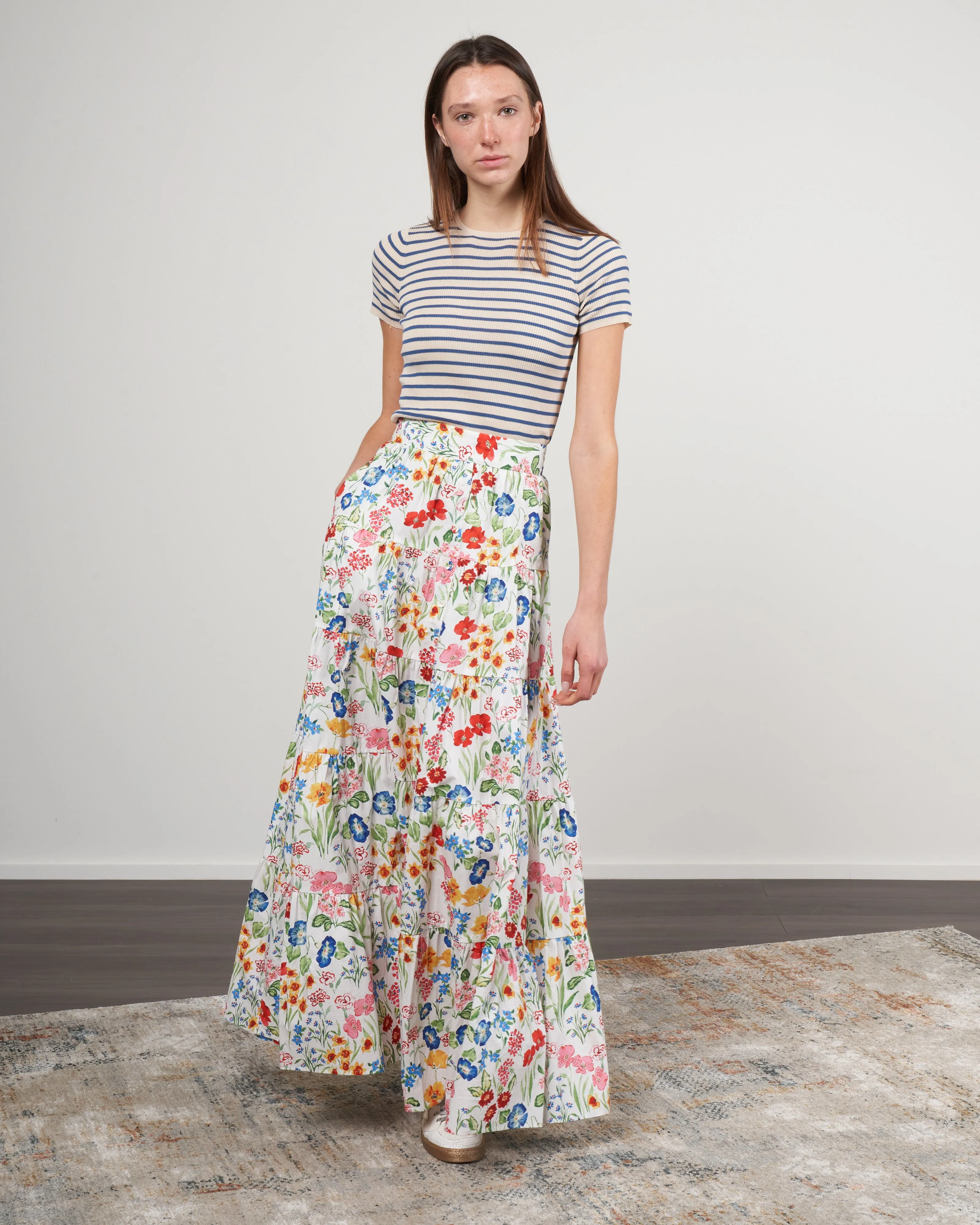 isla stripe top - buttermilk/blue combo