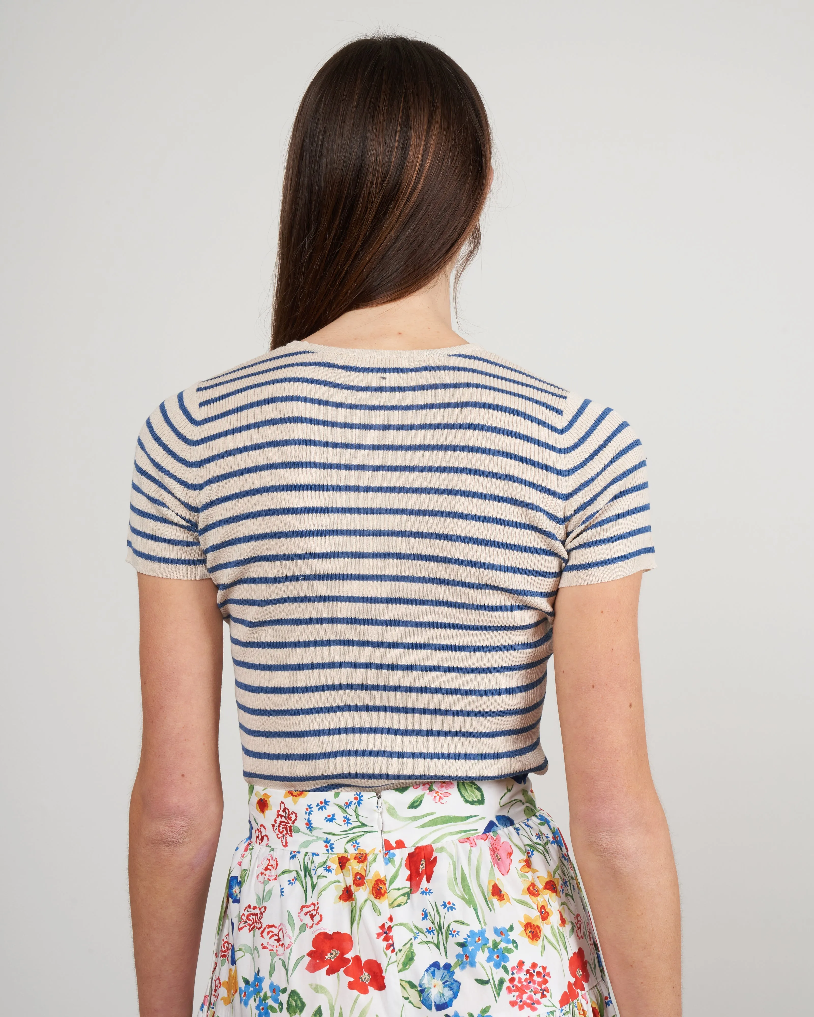 isla stripe top - buttermilk/blue combo