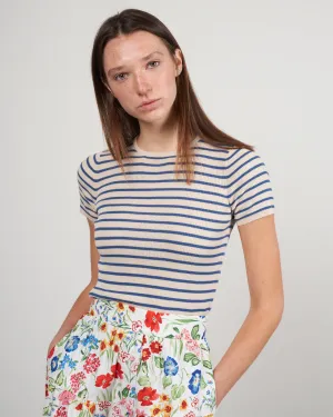 isla stripe top - buttermilk/blue combo