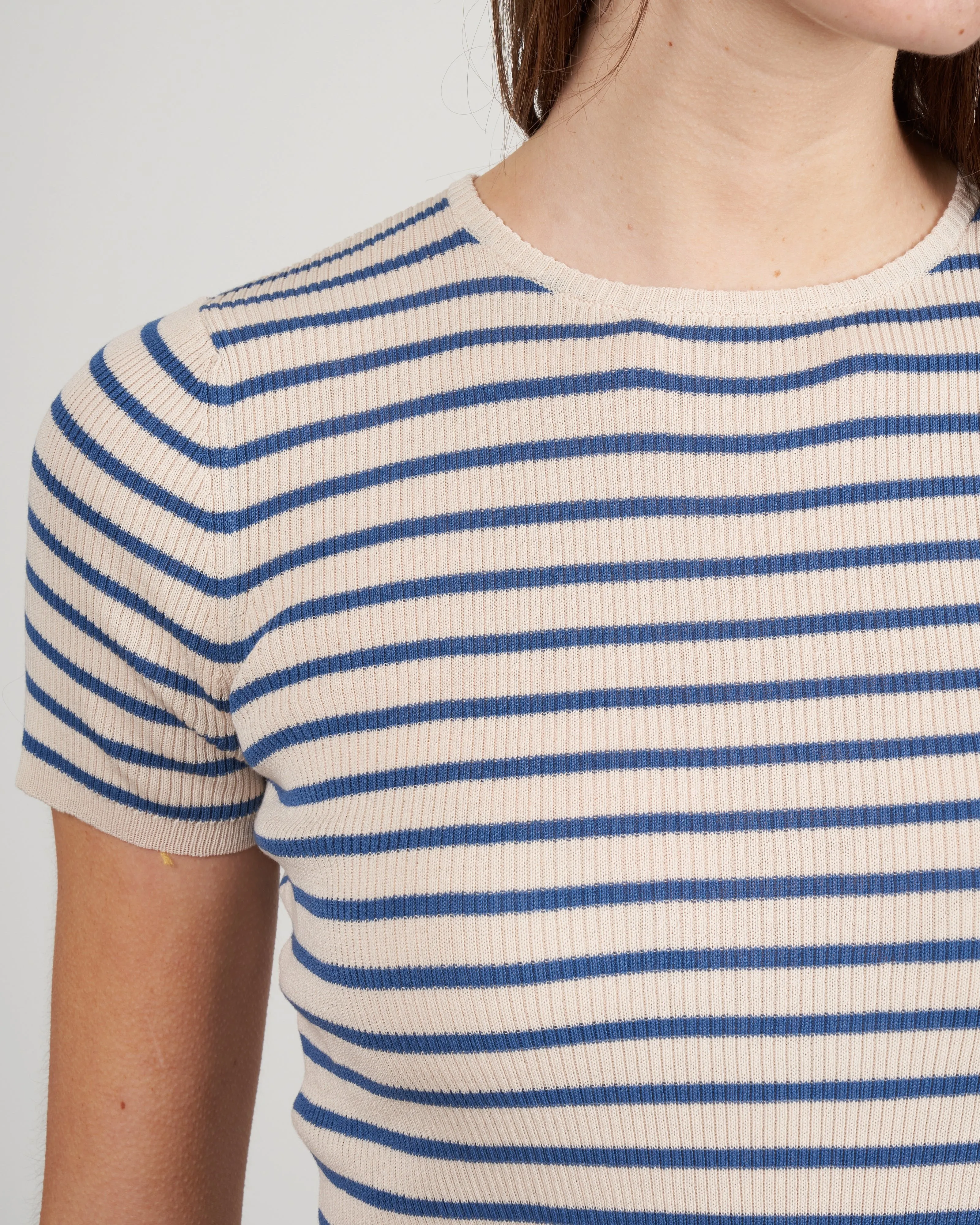 isla stripe top - buttermilk/blue combo