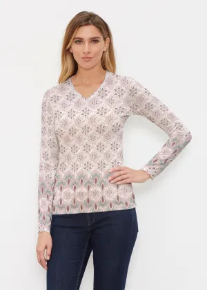 Izzy Grey (19200) ~ Butterknit Long Sleeve V-Neck Top