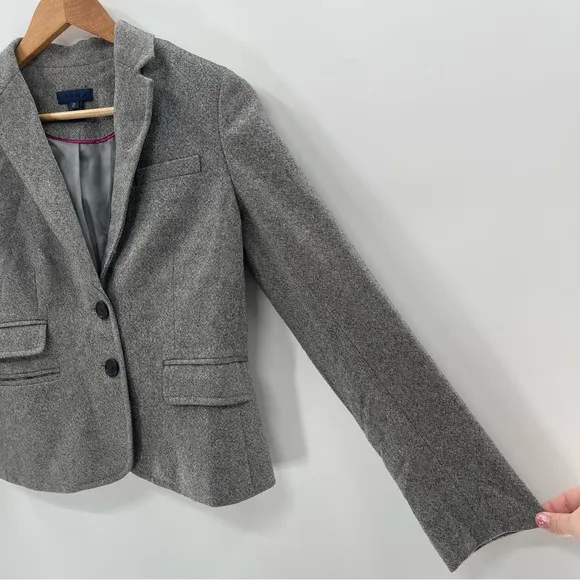 J. Crew 100% Wool Tweed Herringbone Wool Lined Single Breasted Blazer Size 2