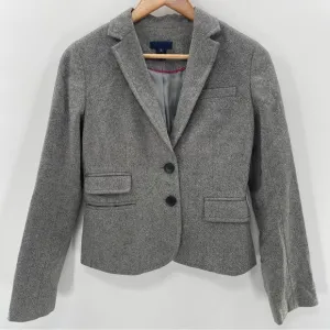 J. Crew 100% Wool Tweed Herringbone Wool Lined Single Breasted Blazer Size 2