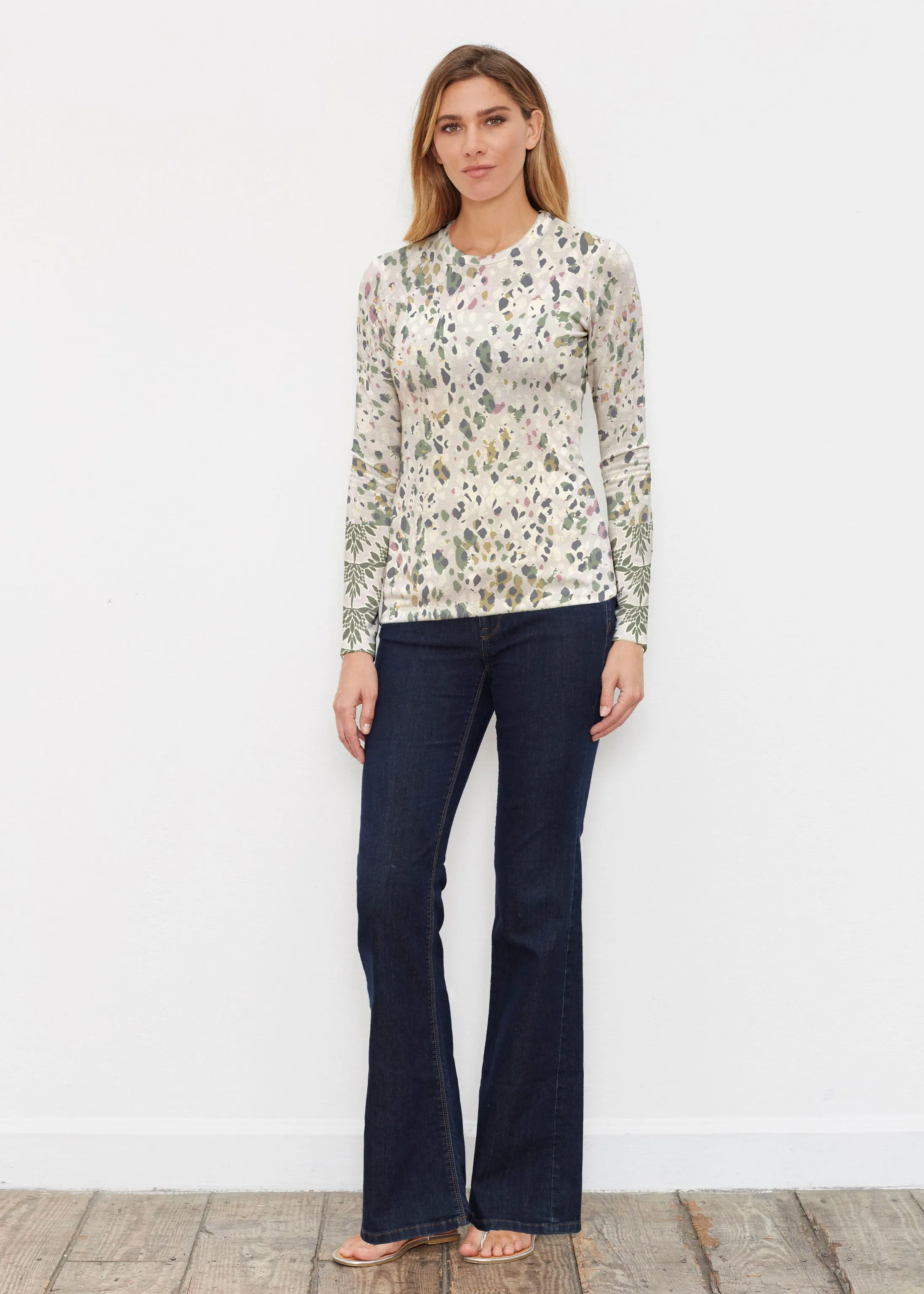 Jazzy Spots (8055) ~ Butterknit Long Sleeve Crew Top